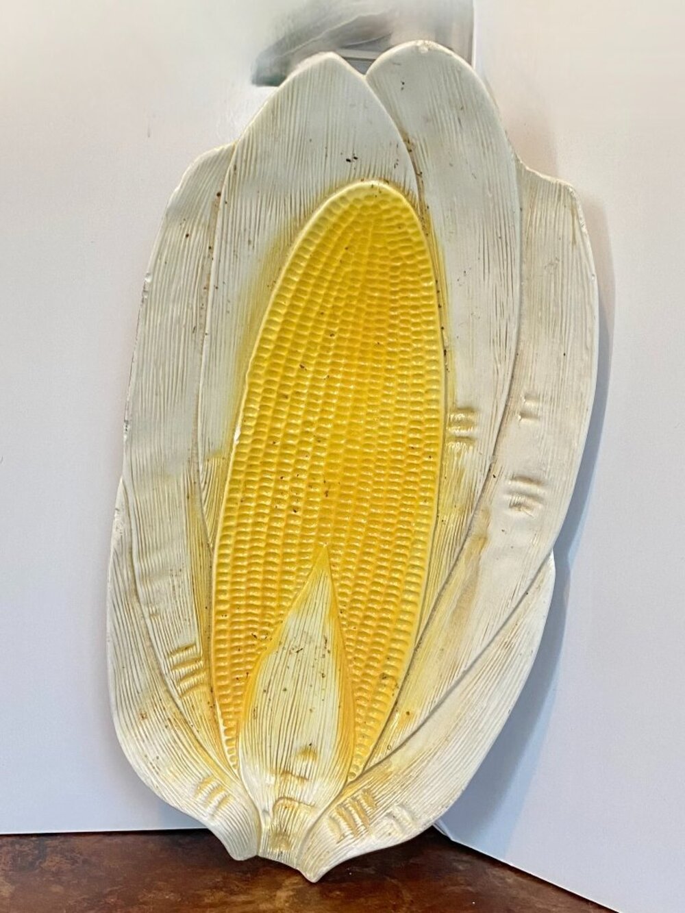 Vintage Yellow Harvest Corn Shaped Ceramic Platter A. Zeta Bassano Italy Fall